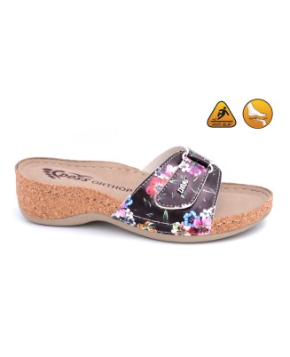 D-1211 fekete virág papucs